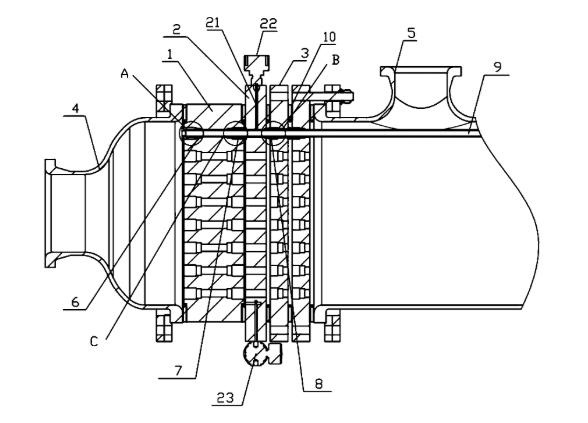 碳化硅換熱器外側密封裝置發(fā)明 碳化硅換熱器外側密封裝置發(fā)明